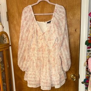 Trixxi White and Blush Floral Mini Dress